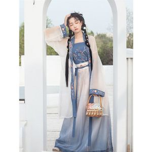 Ancinet Chinese Hanfu Jurk Vrouw Traditionele Fairy Borduurwerk Dans Kostuum Tang-dynastie Vintage Oosterse Prinses Kleding