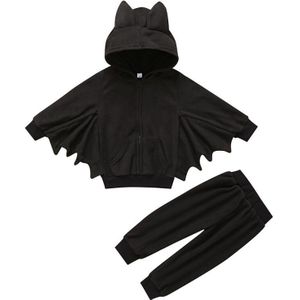Kinderen Kids Halloween Zwarte Lange Mouwen Rits Hooded Baby Boy Bat Outfits Kleding Tops + Lange Broek Voor Halloween Draagt