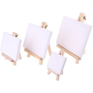 Mini Canvas En Natuurlijke Houten Schildersezel Set Tafel Ezels Voor Art Schilderij Tekening Craft Thuis Bruiloft Decoratie Supply C26