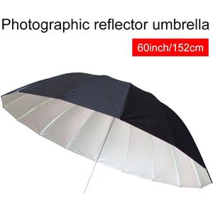 60 Inch 152.4Cm Zwart Zilver Reflecterende Paraplu Studio Verlichting Paraplu Met Grote Diffuser Cover