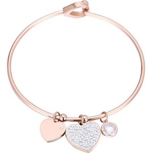 Rvs Armbanden Bangles Voor Vrouwen Rose Gold Zilveren Crystal Vrouwelijke Hart Charms Wedding Armband Mode-sieraden