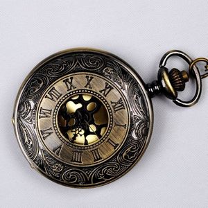 Vintage Brons Steampunk Zakhorloge Quartz Ketting Pocket &amp; Fob Horloges Ketting Mannen Vrouwen Klok