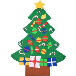 Kerstboom W Klittenband Kids Jaar Speelgoed Kunstmatige Boom Muur Opknoping Ornamenten Display Tonen Decoratie F Thuis Diy vilt