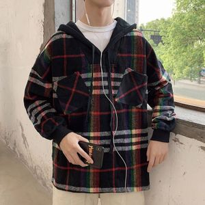 Herfst Winter Stof Trui Grote Hong Stijl Losse Koreaanse Wollen Plaid Hooded Kaki Coat Hoodies