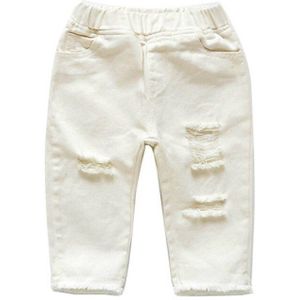 Katoenen Jeans Broek Jongens En Meisjes Mid-Taille Casual Effen Kleur Broek Wit Voor Kinderen 1-7 Jaar oude v