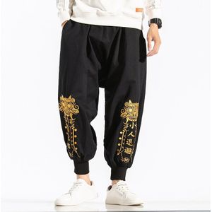 Mrdonoo Katoen Mannen Joggingbroek Losse Grote Size High Street Hip Hop Broek Gedrukt Borduurwerk Harembroek