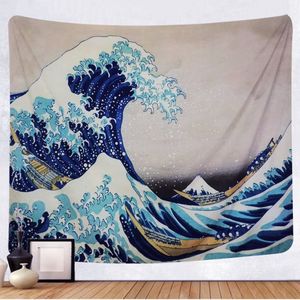 Luckyyj Tapijt Muur Opknoping, Grote Golf Kanagawa Wandtapijten Met Art Natuur Home Decoraties Voor Woonkamer Slaapkamer Decor