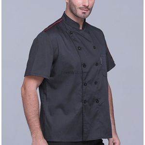 Mannen Vrouwen Plus Size Korte Mouw Klassieke Chef-kok Jas Jas Zomer Restaurant Kok Uniformen Food Service Werken Kleding Met Zakken