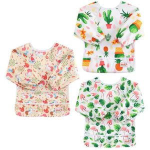 Ohbabyka Zak Voeden Slabbetjes Baby Shower Waterdichte Lange Mouwen Babyvoeding Kleding Unisex voor Kinderen 6-24Month 3 stks/pak