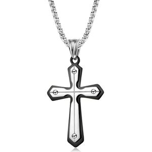 Zwart Gouden Zilveren Kleur Mannelijke Mannen Cross Hanger Christelijke Ketting Rvs Sieraden