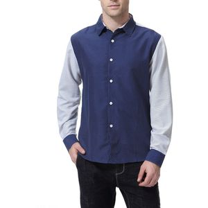 Herfst Mode Polka Dot Print Mannen Shirts Engeland Ronde Stippen Patchwork Toevallige Lange Mouwen Shirt Voor Mannen Camisas Hombre