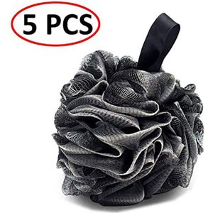 5Pcs Men&#39;s Zwarte Bad Bloem Bamboe Houtskool Bad Bal Diepe Reiniging Zachte En Pluizige Fijne Mesh Bad Bal