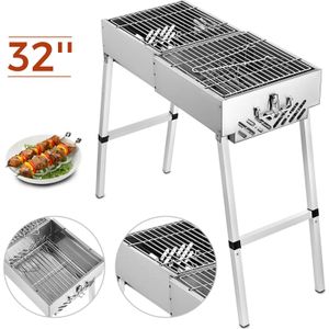 VEVOR Gevouwen Draagbare Houtskool BBQ Grill Barbecue Kebab Grill Vouwen Grill Draagbare Grill Perfect voor Camping 32 ""x 12