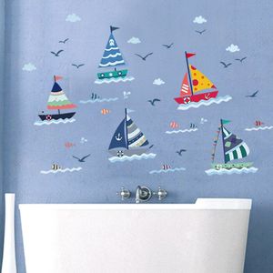 Zs Sticker 70*130 Cm Waterdicht Muursticker Boot Home Decor Zeilboot Muurtattoo Badkamer Muurschildering Voor Kinderkamer bad