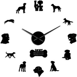 Rhodesian Ridgeback Grote Wandklok Grote DIY Wall Art Stickers Leeuw Hond Pet Home Decor Afrikaanse Leeuw Hound Giant Klok muur Horloge