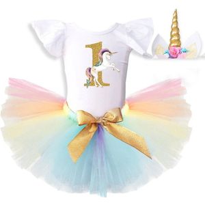 Peuter Meisje Eenhoorn Jurk Voor Baby Meisjes 1 Jaar Verjaardag Jurk Taart Smash Outfits Kleine Baby12 Maand Zuigeling Regenboog Tule gown