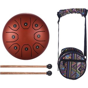 5.5 Inch Tong Drum Mini 8-Tone Staal Tong Drum C Sleutel Hand Pan Drum Met Drum Hamers Carry tas Percussie Instrument