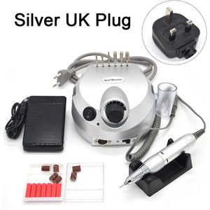 Zilver Professionele Nail Polijstmachine Gereedschap Nail Art File Bits Manicure Kit 35000 Rpm 110 V/220 V Elektrische Nail boor Machine