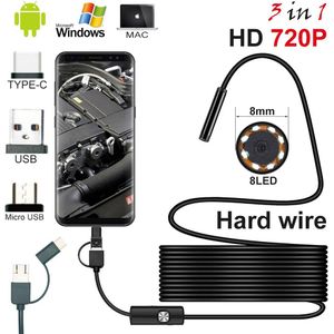ViewEye 1 m 8mm 720 p Lens Endoscoop Camera Waterdicht Inspectie Borescope Camera voor Android PC Notebook Apparaat 8 LED Verstelbare