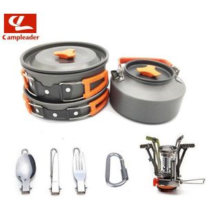 Outdoor pot set with teapot BBQ pot set for 2-3 people camping tableware portable cooker set