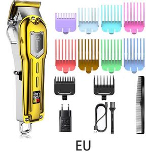 Professionele Clipper Alle-Metalen Oplaadbare Tondeuse Voor Kapper Mannen Elektrische Baard Scheerapparaat Haar Snijmachine Led Display
