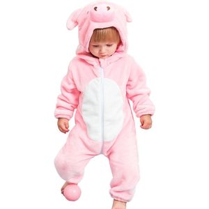 Purim Halloween Kostuums Baby Jongens Meisjes Cartoon Dier Roze Varken Kostuum Onesie Kigurumi Baby Peuter Romper Jumpsuit Flanel