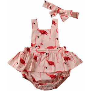 Zomer Pasgeboren Baby Meisje Bodysuits Print Mouwloze Ruches Schattige Bodysuit Outfit 6-24Months