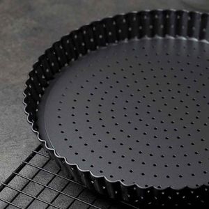 Geperforeerde Tart Quiche Bakvormen Thuis Pie Non Stick Pizza Pan Ronde Carbon Staal Multifunctionele Met Afneembare Base Bakken Tools