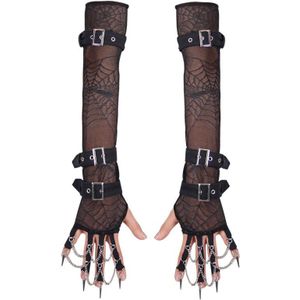 Punk Lente Herfst Vrouwen Arm Warmers Handschoenen Gothic Elastische Spider Mesh Arm Mouwen Halloween Cosplay Kostuums