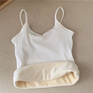 Herfst Winter Warm Ondergoed Vrouwen Tank Top Stretch Lingerie Top Femme Thermische Onderhemd Intieme Slim-Fit Meisje Dieptepunt Camis