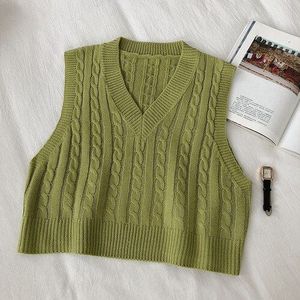 Trui Vest Vrouwen Chic College 5 Kleuren Solid Eenvoudige Mooie Herfst Koreaanse Crop Knitwear Trendy All-Match Dagelijks Womens truien