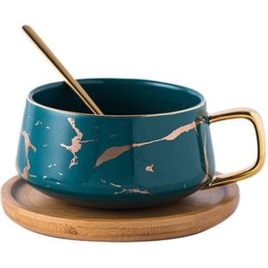 Nordic Gemarmerd Matte Japanse Stijl Keramische Mok Koffie Melk Cup Paar Cup Met Houten Plank En Lepel