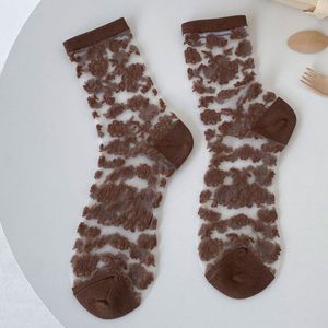 Lolita Sokken Vrouwen Sexy Glas Zijde Bloemenprint Vrouwen Transparante Sokken Vintage Voor Jk Meisje Kleding Accessoires