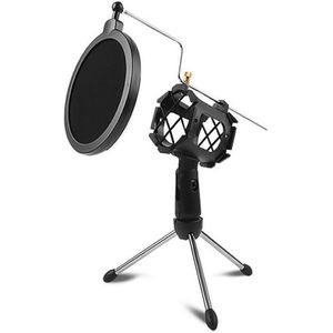 Mini Desktop Microfoon Statief Met Shock Mount Microfoon Houder Pop Filter Voor Studio Opname Online Omroep Chatten