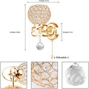 E14 Wandlamp Eenvoudige En Creatieve Slaapkamer Nachtkastje Kristallen Verlichting Wandlamp Kristal Wandlamp Goud/Sliver Voor Thuis ligting