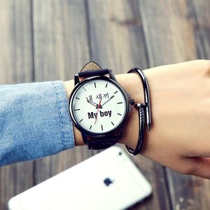 Koppels Vrouwen Lederen Horloges Liefhebbers Quartz Horloge Mannen Luxe Horloge Vrouwelijke Mannelijke Dames Casual Klok (Zonder Ketting)