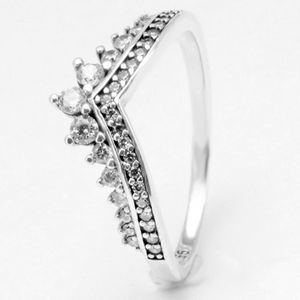 Originele Rose Prinses Wishbone Ring Met Crystal Voor Vrouwen 925 Sterling Zilveren Ring Wedding Party Diy Europa Sieraden