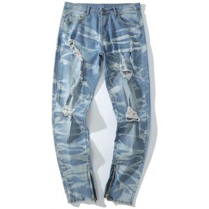 Vintage Tie Dye Jeans Heren Denim Broek High Street Straight Ripped Hiphop Mannelijke Losse Jeans Homme Blue Denim Jeans