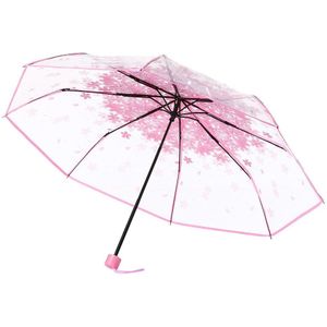 Paraplu Transparant Multicolor Clear Paraplu Kersenbloesem Paddestoel Apollo Sakura 3 Vouw Creatieve Lange Handvat Paraplu #45