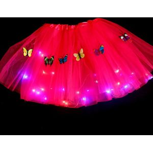 Meisje Vlinder Licht Up Tutu Led Rok Glow Bloem Krans Hoofdband Party Ball Magic Angel Fairy Kostuum Kerst