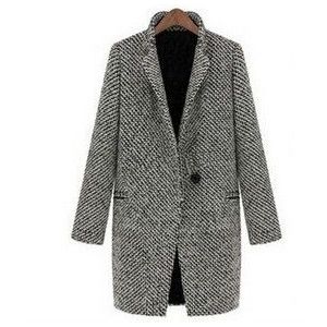 Lente Herfst Vrouwen Houndstooth Trenchcoat Elegante Bovenkleding Jas Voor Vrouwen Kraag Grijs Geul Femme Winter