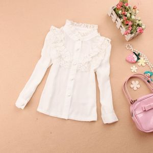 Levering Kinderen Kids Baby White Lace Shirt 3-12year Studenten Meisje Kleding