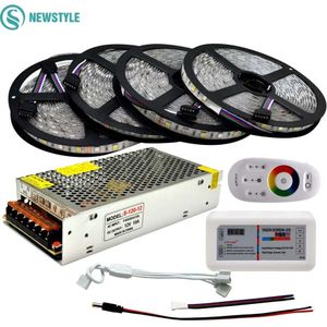 DC12V Rgbw Led Strip Set 5050 Ip65 Waterdichte Flexibele Led Light + 2.4G Rf Afstandsbediening + Power Adapter kit 20M 15M 10M 5M