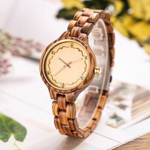 Vrouwen Horloges Houten Decoratie Diamant Polshorloge Uurwerken Beste Vriendin Quartz Horloges in hout Relogio Feminino