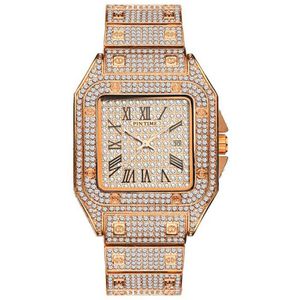 Vierkante Diamanten Mannen Horloge Luxe Gold Iced Out Horloge Grote Wijzerplaat Quartz Zaken Polshorloge Hip Hop Mannelijke Klok Relogio masculino