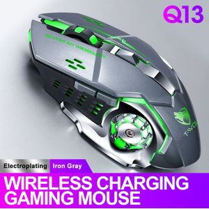 Draadloos Opladen Gaming Muis 2.4Ghz Backlight Mechanische Mute Optische Muis 6 Knop Verstelbare Dpi Voor Pc Laptop