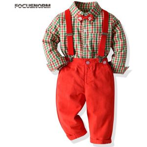 Focusnorm 1-7Y Herfst Winter Kids Jongens Xmas Kleding Sets 2 Stuks Gentleman Plaid Tops Broek