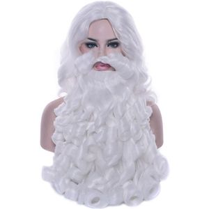 Kerstman Pruik Baard Lange Witte Kostuum Accessoire Voor Christmas Party FP8