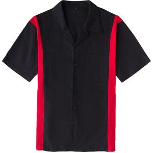 Zwart Rockabilly Shirt Korte Mouwen Katoen Plus Size Mannen Shirts ST121 Heren Korte Mouw Zomer Shirt