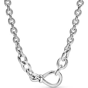 Originele Chunky Infinity Knot Collier Voor 925 Sterling Silver Bead Charm Ketting Europa Diy Sieraden